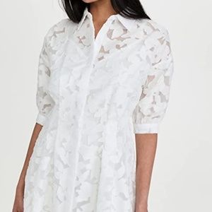 Club Monaco White Button Front Fil Coupé Shirt Dress